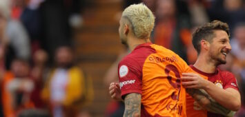 Istanbul, Turkey, May 5th 2024: Dries Mertens 10 Galatasaray celebrates his goal with Mauro Icardi 9 Galatasaray during the Turkish Super League football match between Galatasaray and Sivasspor at Rams Park, Turkey. EO / SPP PUBLICATIONxNOTxINxBRAxMEX Copyright: xEOx/xSPPx spp-en-EoSp-emre_20240505_249943