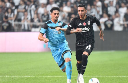 Emirhan Topcu R of Besiktas and Shkelqim Vladi Lof Lugano battle for the ball during the UEFA Europa League Play-Offs Second Leg match between Besiktas and Lugano at Besiktas Park on August 29, 2024 in Istanbul, Turkey. Istanbul Turkey Copyright: xSeskimphotox Besiktas-Lugano_29824 75